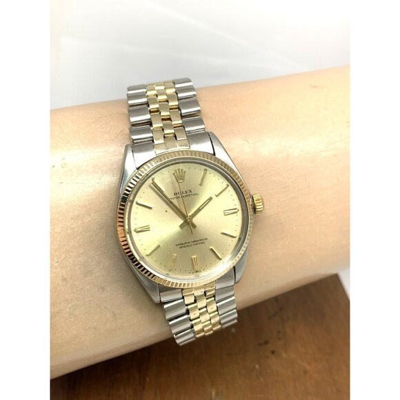 Rolex Oyster Perpetual Men's Watch 1005 Swiss Automatic Vintage 1969 2-Tone 34mm - Picture 10 of 13